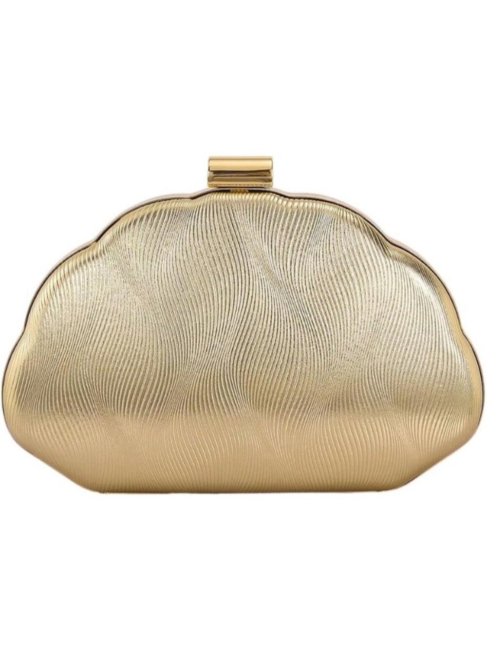 Women's Sollid Gold Shell Shaped Clutch Purse Seashell Wedding Evening Bag